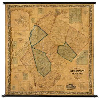 (NEW JERSEY.) Group of 2 mid-nineteenth-century wall maps of Garden State counties.